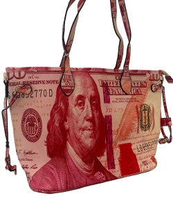 Dollar Print Tote Bag 6729 RED
